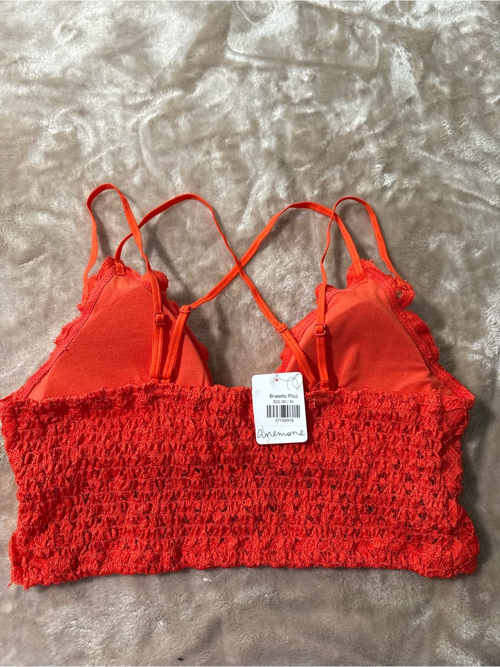 NWT Anemone Crochet Lace Longline Bralette - Plus Size XL - Coral Orange - Picture 2 of 3